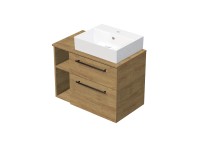 INTEDOOR Kúpeľ.skriňa+umývadlo BEE, úchyt čierny, 80cm, regál vľavo, dub Hickory