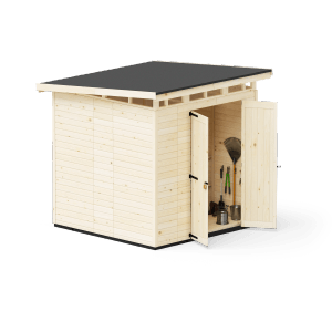 Záhradný domček Upyard Strongbox L, drevený domček s dvojitými dverami a náradím, prírodný FSC®