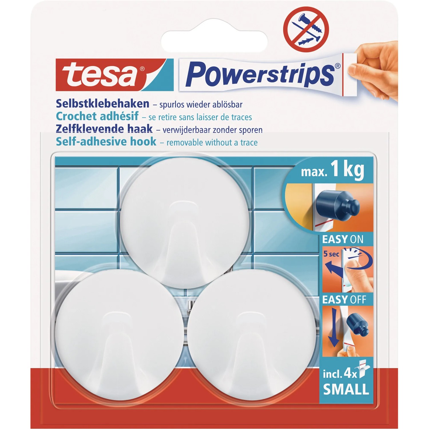 E-shop tesa Samolepiace háčiky Powerstrips S malé kruhové, biela, 3 ks