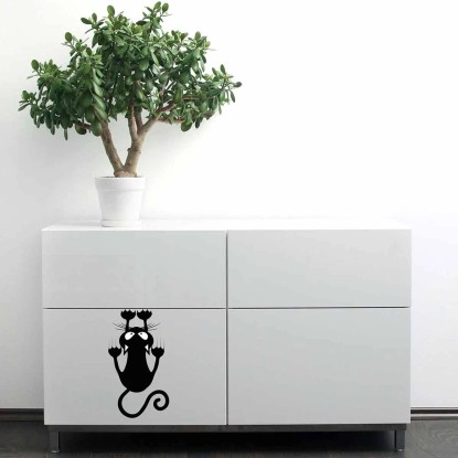 Crearreda Samolepiace dekorácie, čierna mačka, 1 hárok, 15 x 26 cm