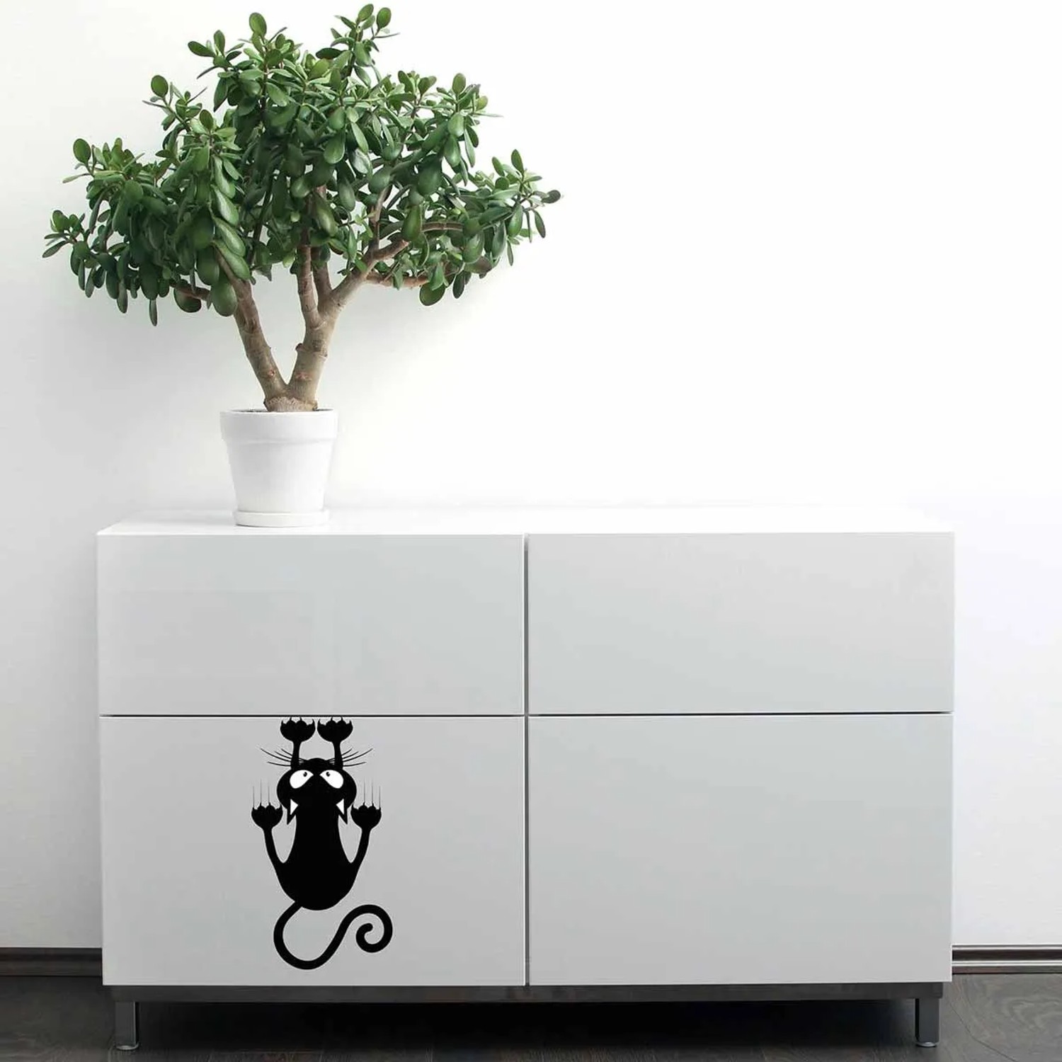 E-shop Crearreda Samolepiace dekorácie, čierna mačka, 1 hárok, 15 x 26 cm