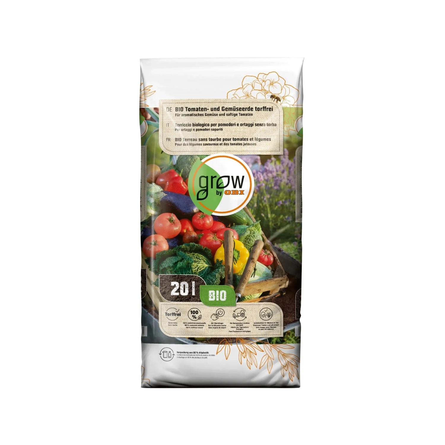 E-shop GROW by OBI Substrát pre paradajky a zeleninu 20 l