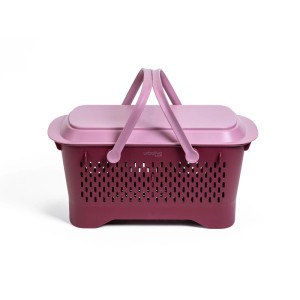Plastia Košík na zber s vekom vínový 47,5 x 27,2 x 23,4 cm
