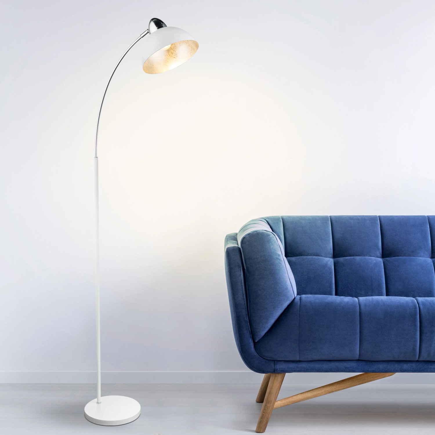 E-shop GLOBO Stojaca lampa ANITA, E27, bielo-strieborná/chróm, 50 x 23 x 155 cm