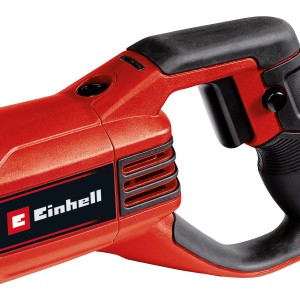 Univerzálna píla Einhell TE-AP 750 E v červeno-čiernej farbe, detailný pohľad.