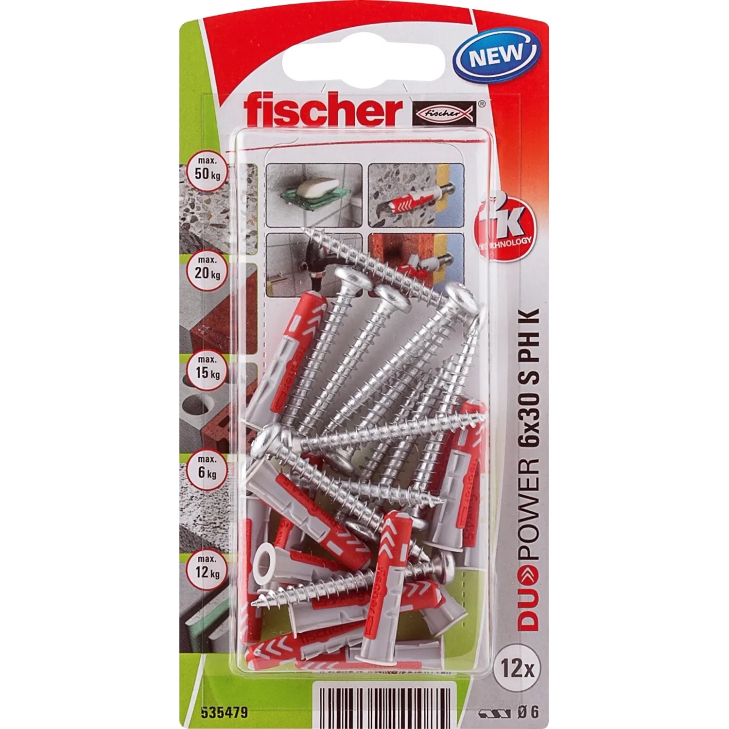 E-shop Fischer Hmoždinka DuoPower 6 x 30 S PH K NV, 12 ks