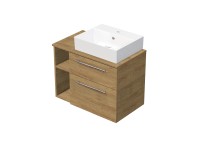 INTEDOOR Kúpeľ.skriňa+umývadlo BEE, úchyt chróm, 80cm, regál vľavo, dub Hickory