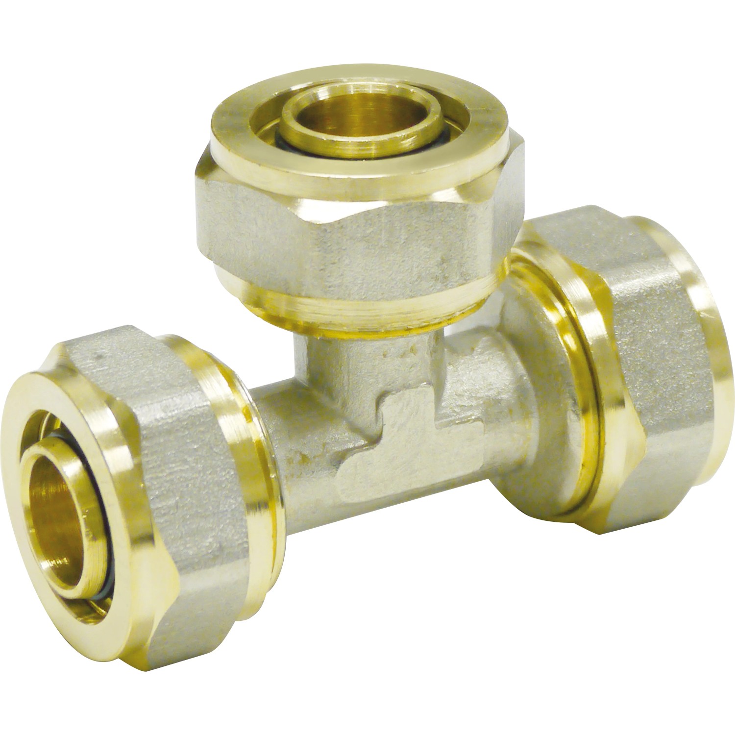E-shop PIPETEC Závitový T-kus, red.centrálny vývod SFT201620 medený, 20x2 - 16x2 - 20x2