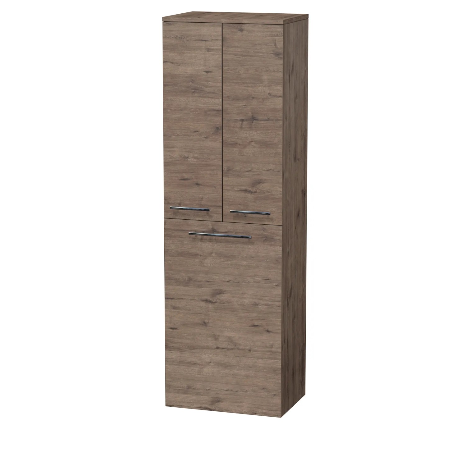 E-shop INTEDOOR Vysoká skriňa BEE, úchyt chróm, 2 dvere, kôš, š. 50 cm, dub Welling.