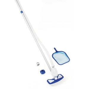 Čistiaca súprava pre bazény Bestway AquaClean s tyčou, vysávačom, sieťou a hadicou.