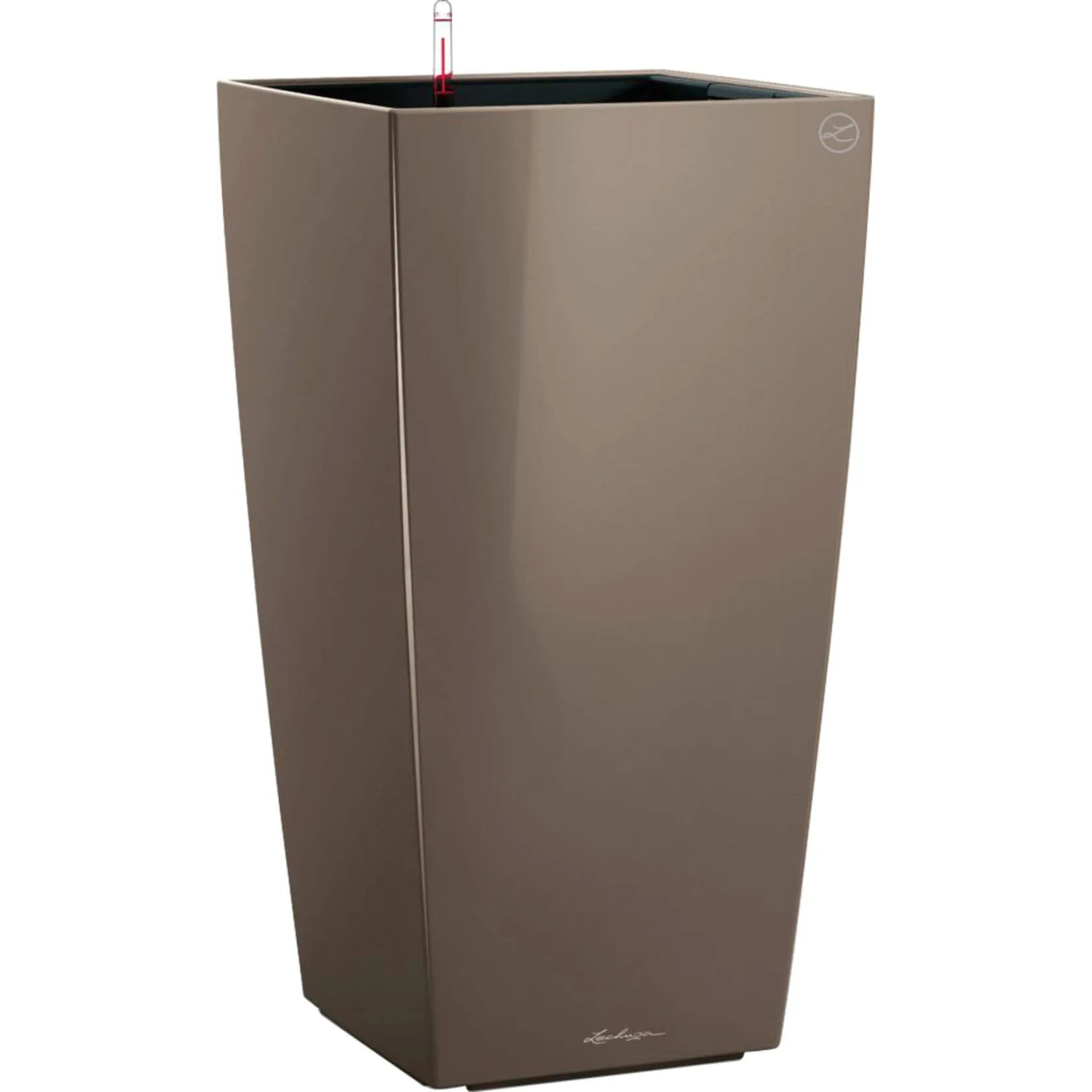 E-shop Lechuza Kvetináč Cubico Premium 40, sivohnedá vysoko lesklá, 40 x 40 x 75 cm