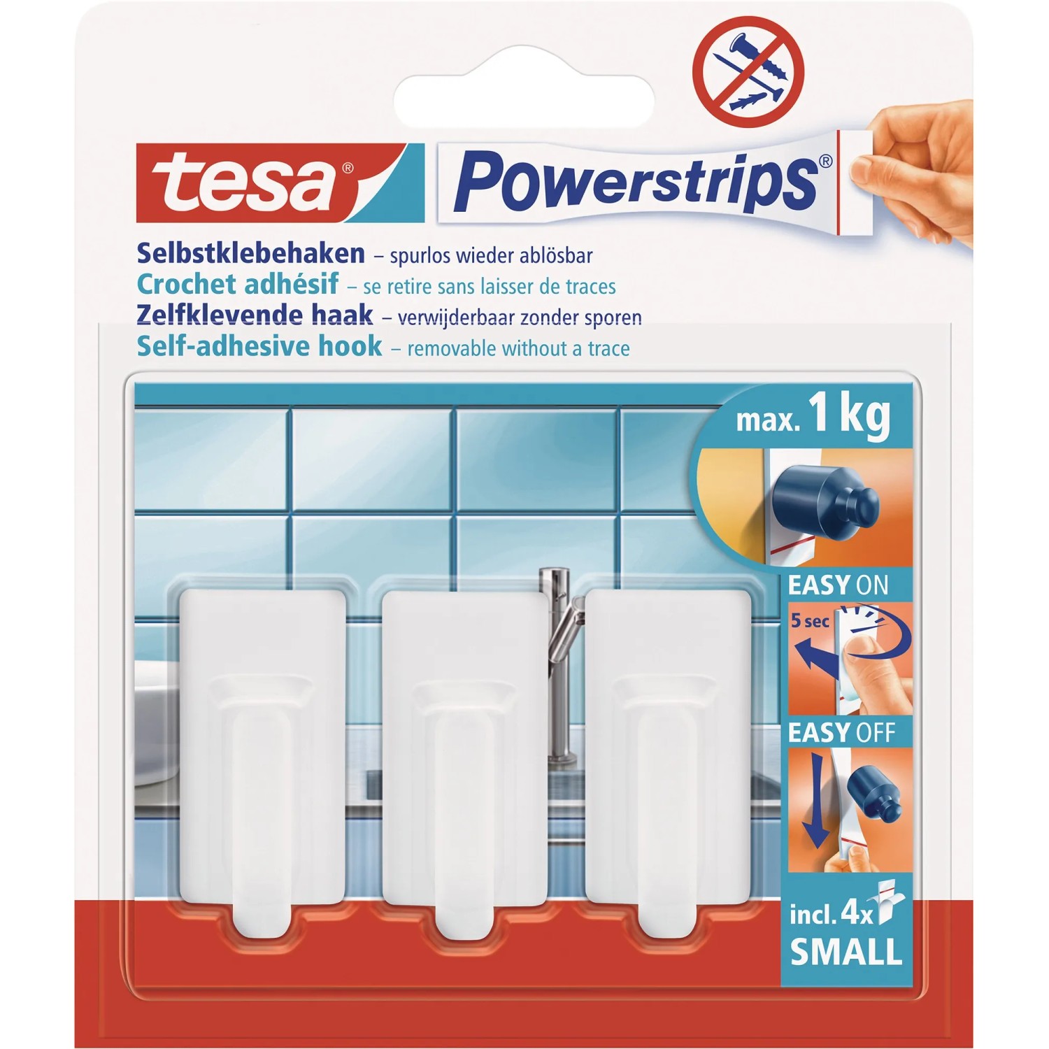 E-shop tesa Samolepiace háčiky Powerstrips S malé obdĺžnikové, biela, 3 ks