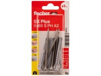 Fischer Rozperná hmoždinka SX Plus, 8 x 65 S vr. skrutiek A2, 4+4 ks (blister) Fischer Rozperná hmoždinka SX Plus, 8 x 65 S vr. skrutiek A2, 4+4 ks (blister)