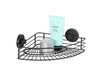 Wenko Polička kúpeľňová rohová Vacuum-Loc Bari čierna 35 x 9 x 22,5 cm