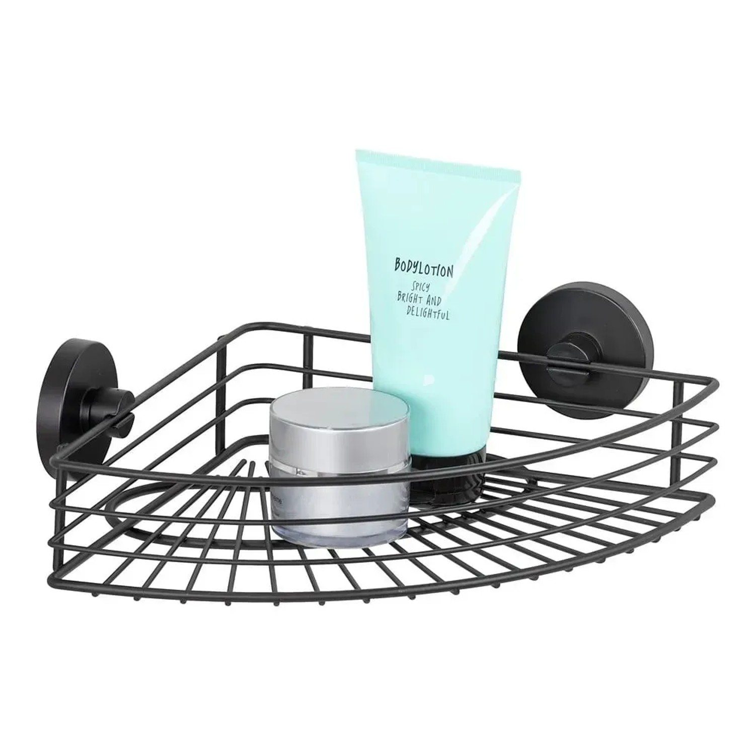 E-shop Wenko Polička kúpeľňová rohová Vacuum-Loc Bari čierna 35 x 9 x 22,5 cm