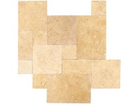 Euro Stone Travertínová terasová dlažba Ivory Classic, rímska väzba, 4 formáty