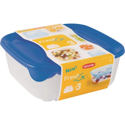 Curver Súprava dóz na potraviny Fresh&Go tm. modrá 0,25 l + 0,8 l + 1,7 l, 3 ks