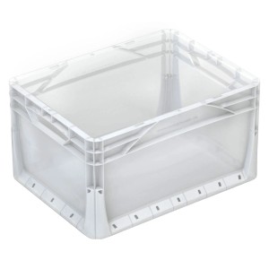 Priehľadný Eurobox 40x30x22 cm s úchytmi, plná stena, zo systému OBI Eurobox.