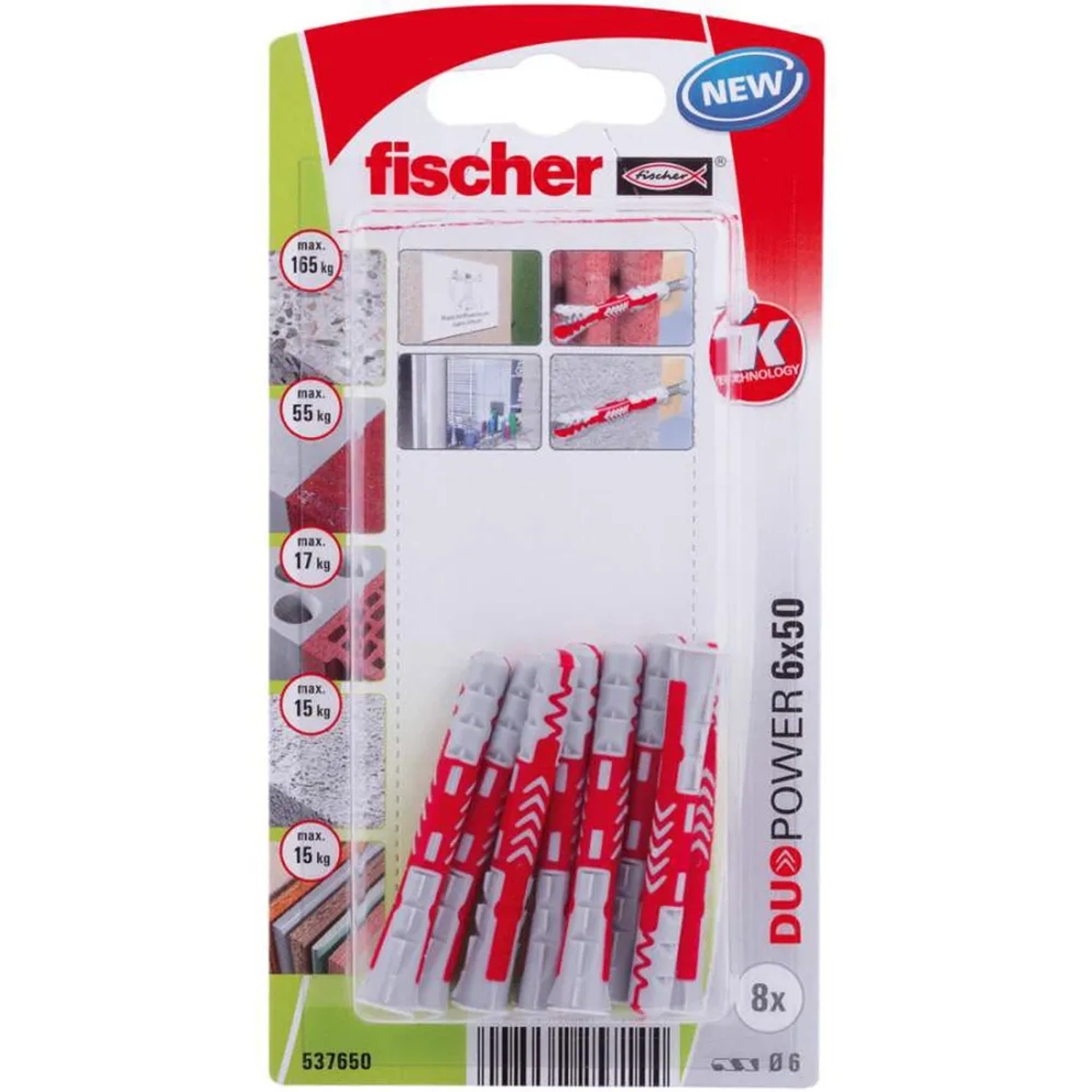 E-shop Fischer Hmoždinka DuoPower 6 x 50 K NV, 8 ks