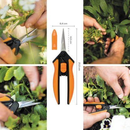 Záhradné nožnice Fiskars Microtip SP130 na jemné záhradníctvo a presné strihy.