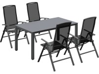 Zostava záhradného nábytku Vigo/Harris, sivá/čierna, 5-dielna