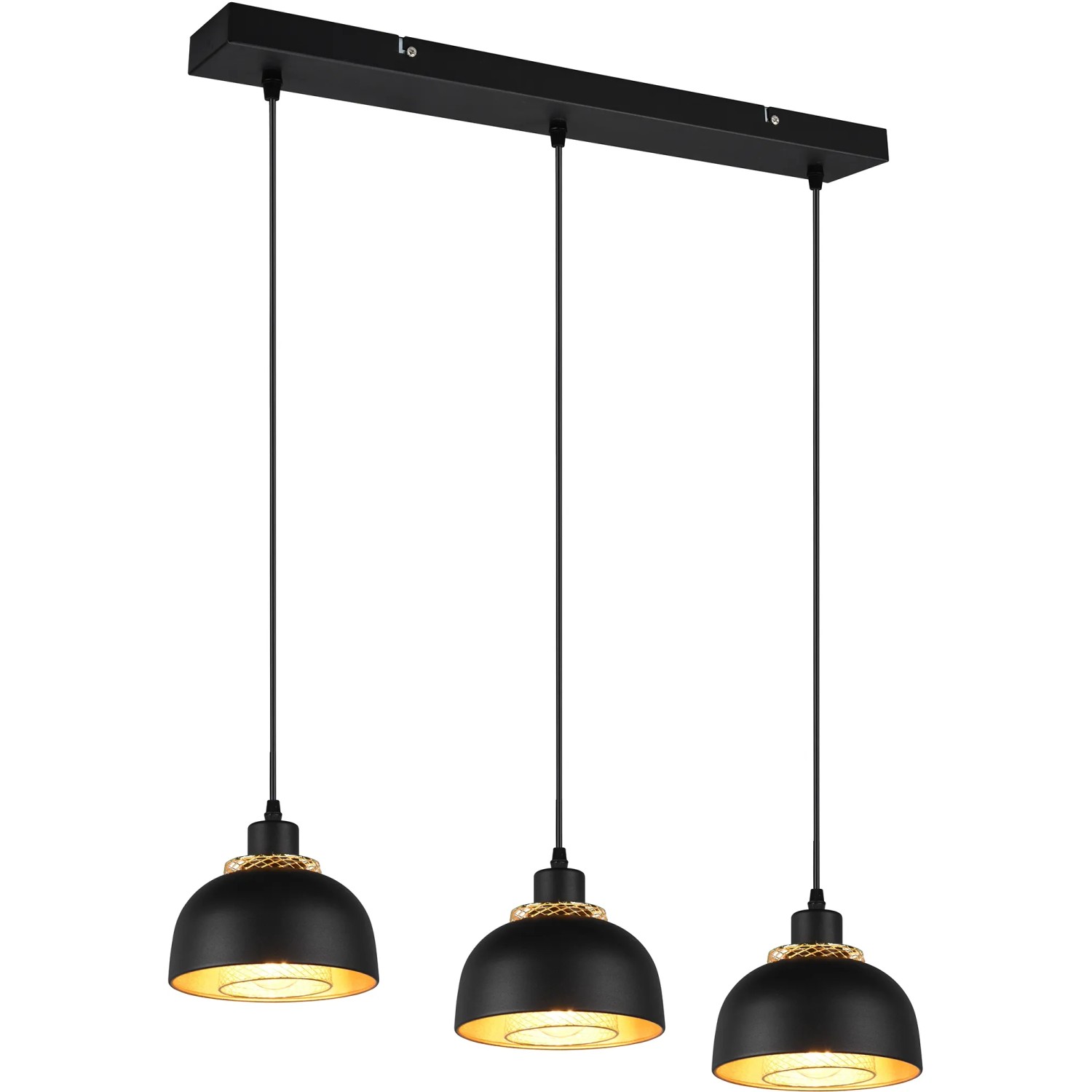 E-shop REALITY Závesné svietidlo PUNCH čierne matné 3 x E27 max. 40 W, 68 x 150 x 18 cm