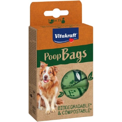 Vitakraft Rozložiteľné vrecká na exkrementy Poop Bags, 3 x 15 ks