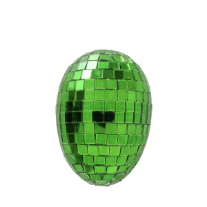 Zelená dekoratívna disco ozdoba Boltze v tvare vajca, 7x5 cm, lesklá.