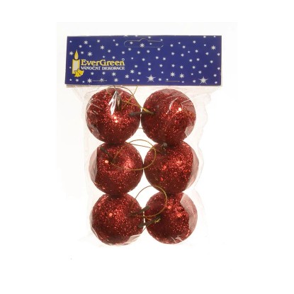 Závesná dekorácia jabĺčko 6 ks, pr. 5 cm, červená