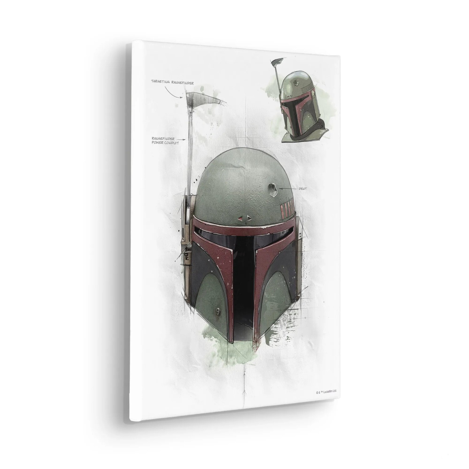 E-shop Komar Nástenný obraz na ráme Star Wars Boba Fett Helmet Sketch 30 x 40 cm