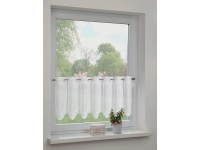 Sehlbach Vitrážová záclona s priechodom, vyšívané ozdoby, biela, 135 x 45 cm