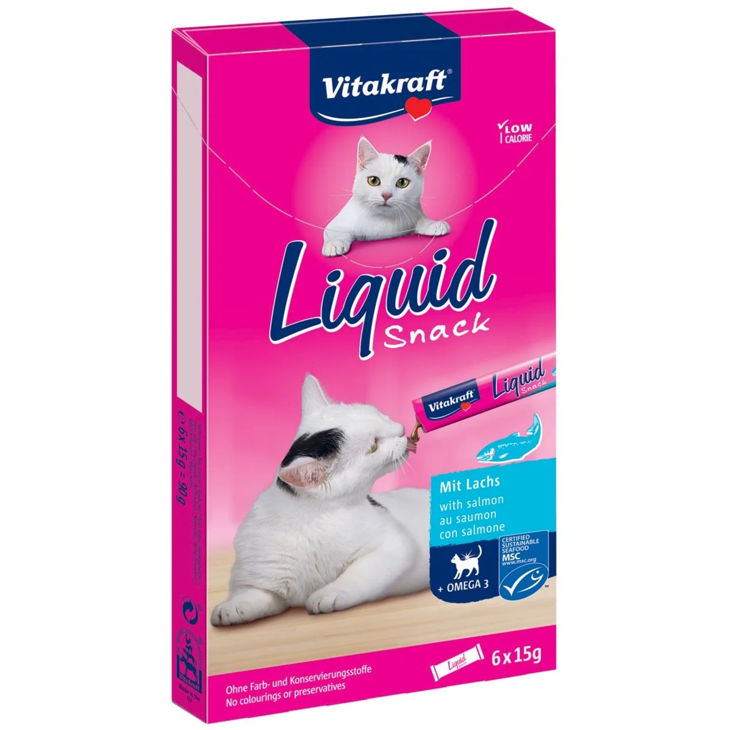 E-shop Vitakraft Pochúťka pre mačky Cat Liquid Snack losos 6 x 15 g, 6 ks