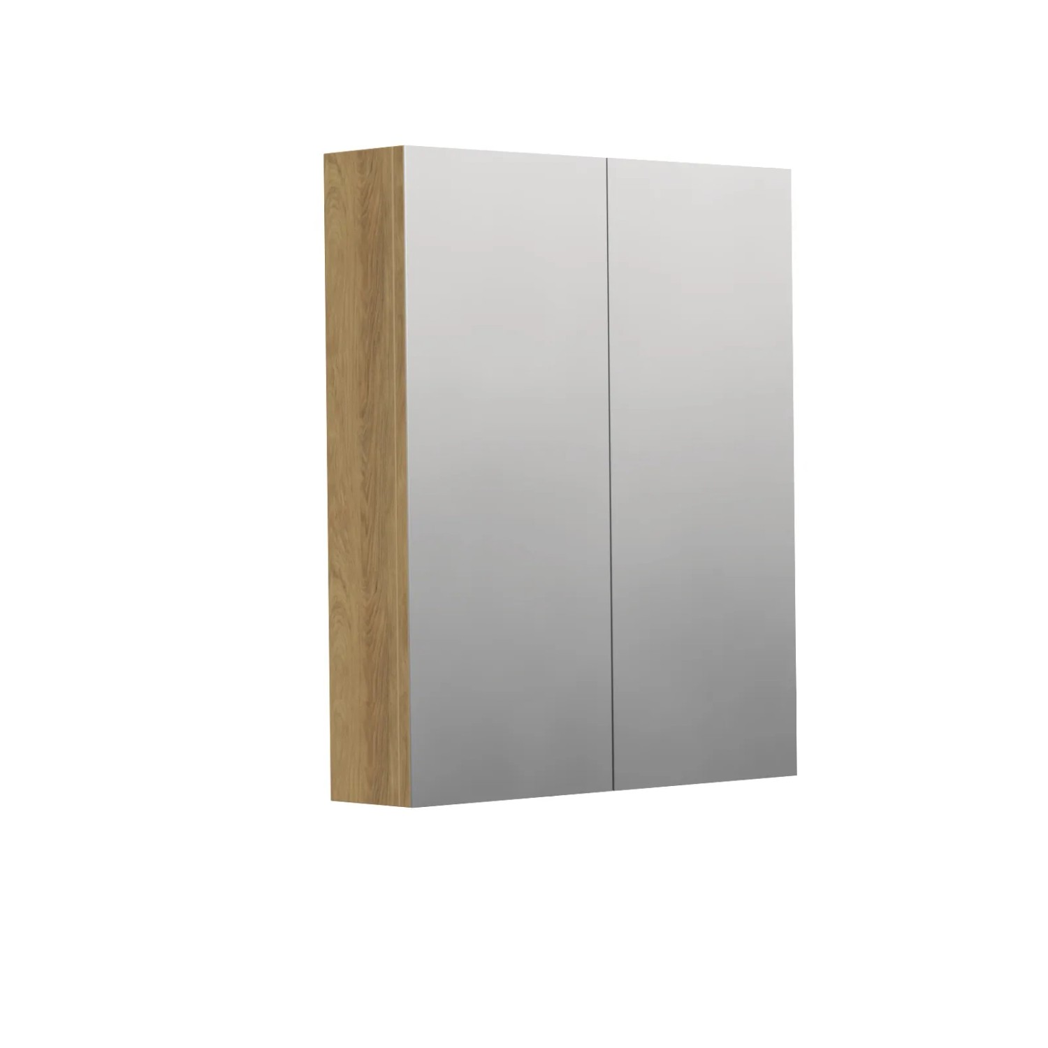 E-shop INTEDOOR Zrkadlová skriňa BEE, 2 dvere, el.zásuvka, IP44, š. 60cm, dub Hickory