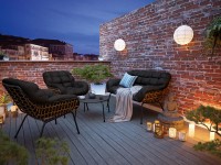 Lounge zostava Cultana s konferenčným stolíkom oceľ/prútie, 4dielna