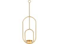 Svietnik na čajové sviečky závesný Modern Antique kov oválny, zlatý