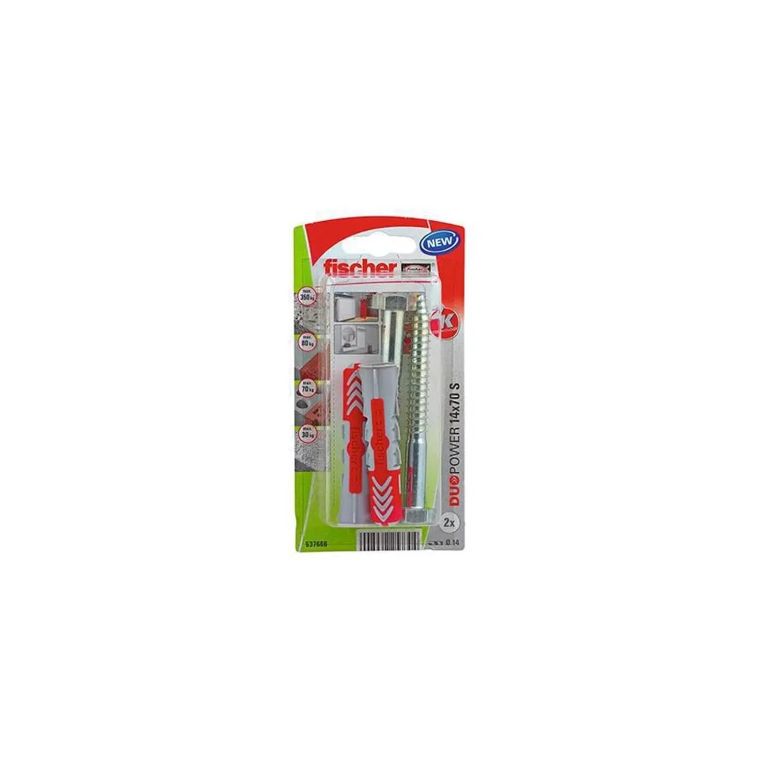E-shop Fischer Hmoždinka DuoPower 14 x 70 S K NV so skrutkami, 2 ks