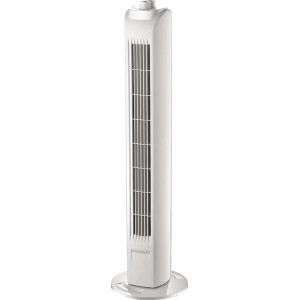 Biely vežový ventilátor s časovačom, výška 80 cm, pre príjemné chladenie vzduchu v miestnosti.