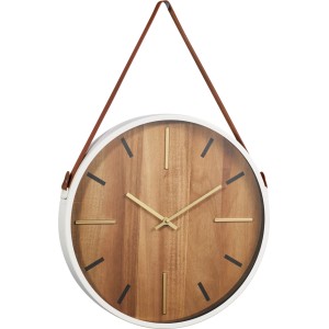 Koopman Závesné nástenné hodiny biela-prírodné drevo, pr. 38 cm