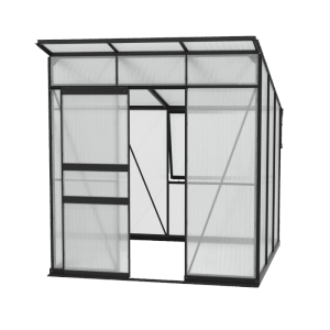 Skleník Vitavia Palma 4450 HKP, čierny rám, 4,4 m² vrátane základového rámu.