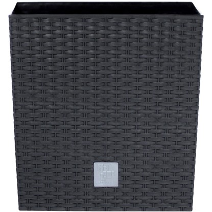 Prosperplast Kvetináč ratanový vzhľad 33 cm x 33 cm x 33 cm antracitový