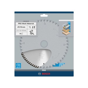 Kotúčová píla Bosch Multi Material, 216 mm, 80 zubov, pre presné rezy do rôznych materiálov.