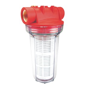 Predfilter pre záhradné čerpadlá a automaty, 2 l, červený/transparentný.