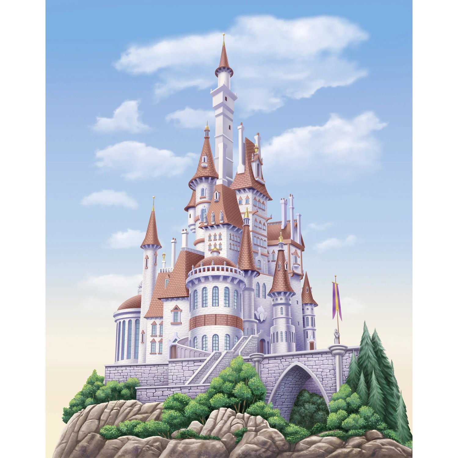 E-shop Komar Vliesová fototapeta Disney Princess Belle Castle 200 x 250 cm
