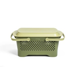 Plastia Košík na zber s vekom zelený 47,5 x 27,2 x 23,4 cm