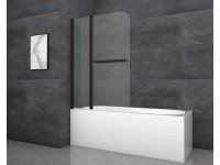 Aurlane Skladacia vaňová zástena Black Comfort 2 čierna matná 100 cm x 140 cm