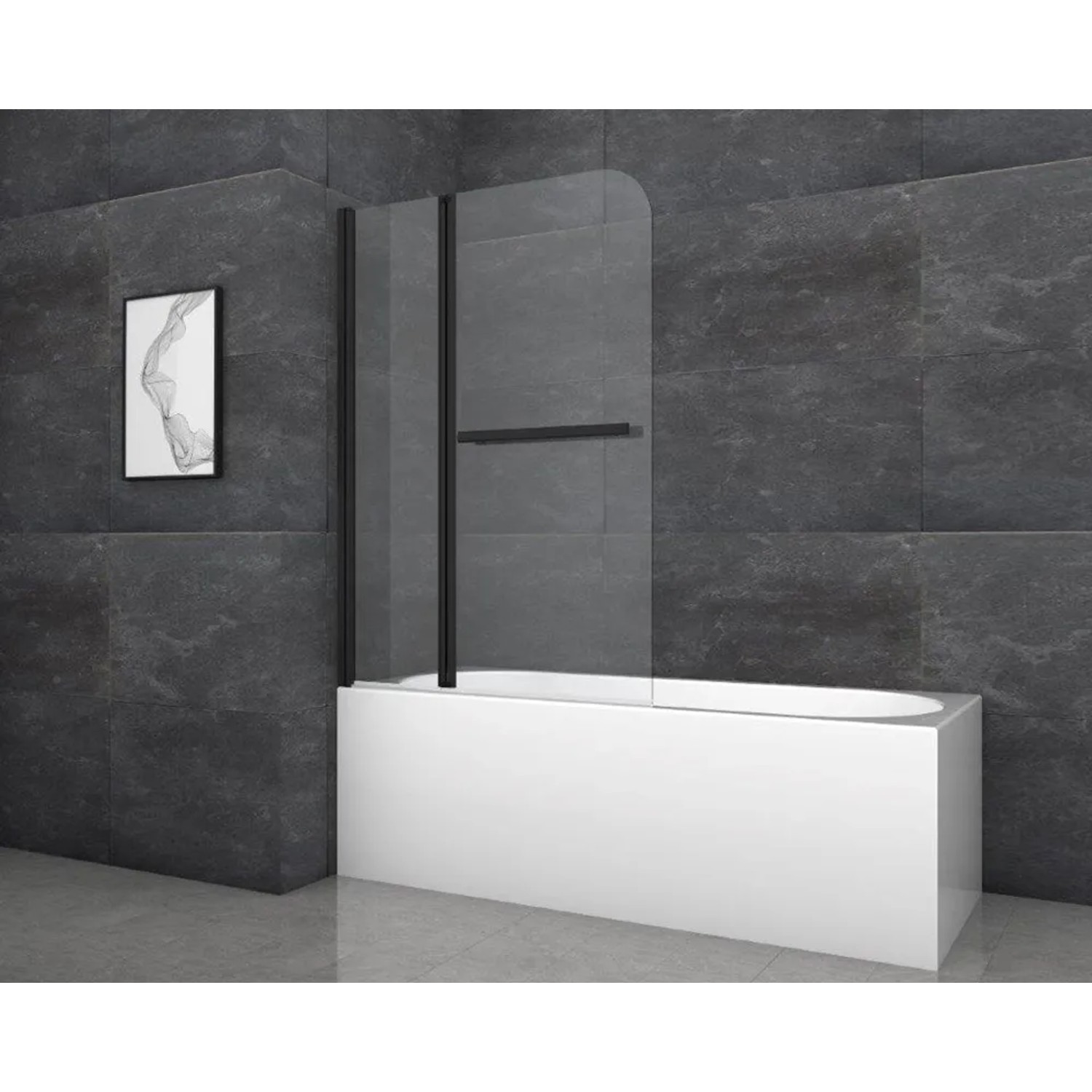 E-shop Aurlane Skladacia vaňová zástena Black Comfort 2 čierna matná 100 cm x 140 cm