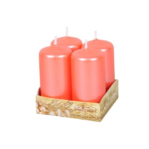 Sada adventných sviečok metalická lesklá svetlo oranžová 4 x 7 cm, 4 ks