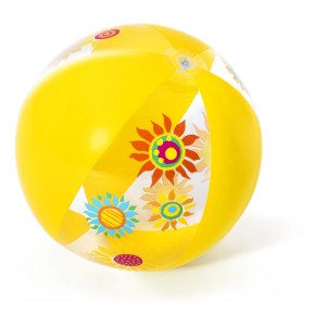 Žltá vodná lopta Bestway Groove n' Splash (Ø 34 cm) s kvetinovým vzorom.