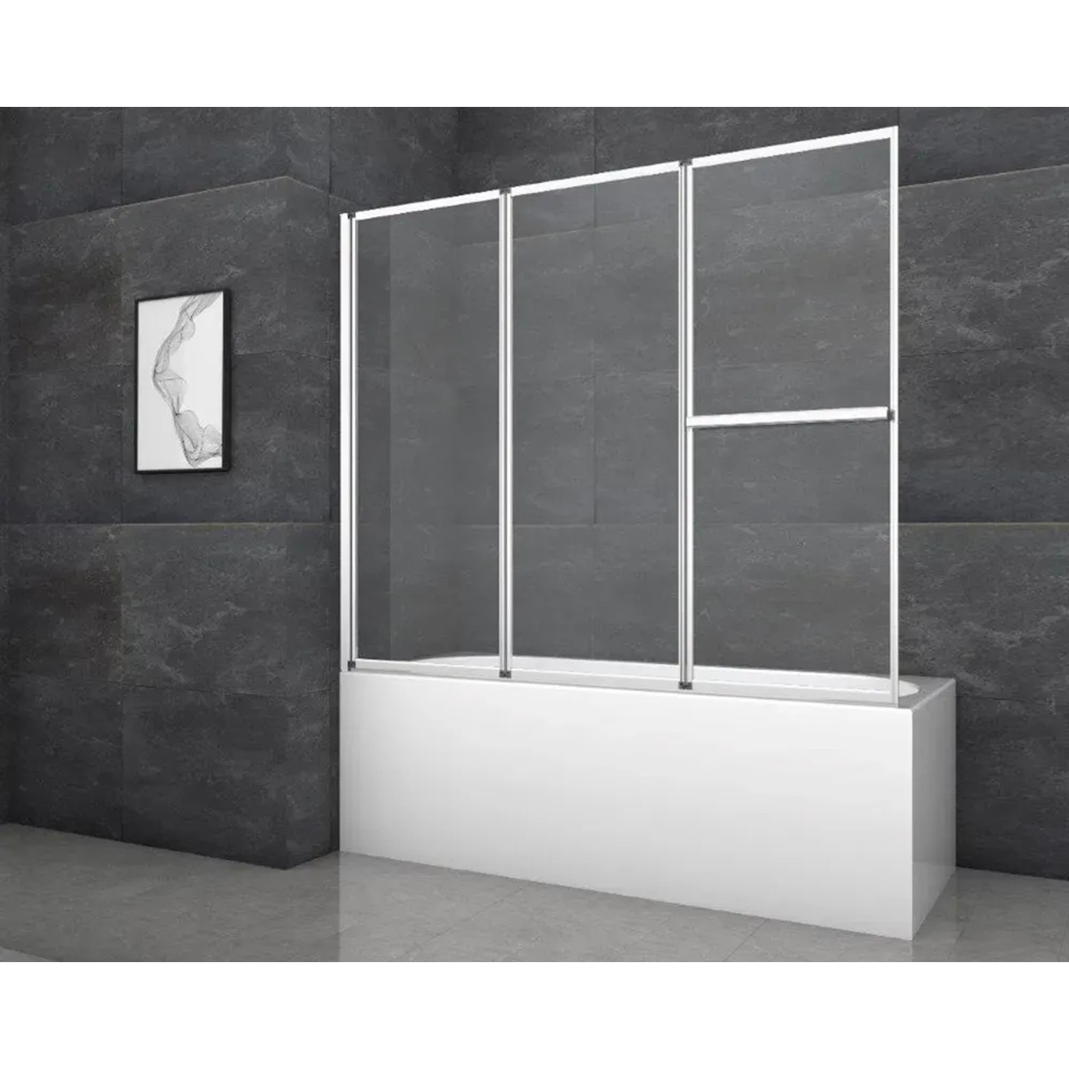 E-shop Aurlane Skladacia vaňová zástena Silver Comfort 166,4 cm x 140 cm chróm 3-krídlo