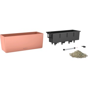 Lechuza Balconera Color 50 koralovo červený kvetináč s vložkou a zavlažovacím systémom.